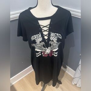 Just Be Black Lace-Up Graphic T-Shirt Dress Size Large
